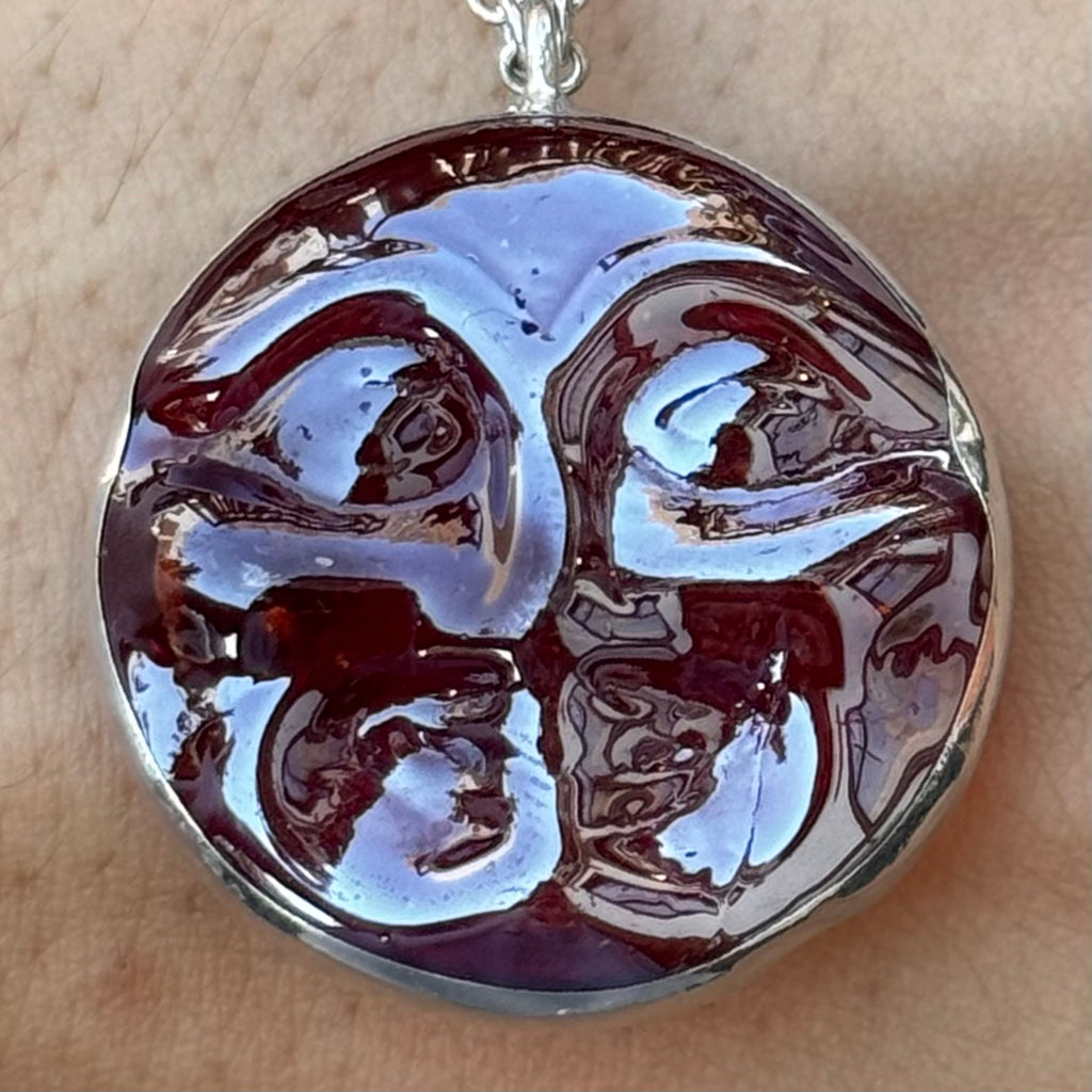 Moon Face Jewel Necklace - Red