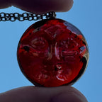 Moon Face Jewel Necklace - Red Iridescent (A)