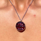 Moon Face Jewel Necklace - Red