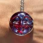 Moon Face Jewel Necklace - Red