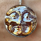Moon Face Jewel Necklace - Red Iridescent (A)