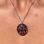 Moon Face Jewel Necklace - Red Iridescent (A)