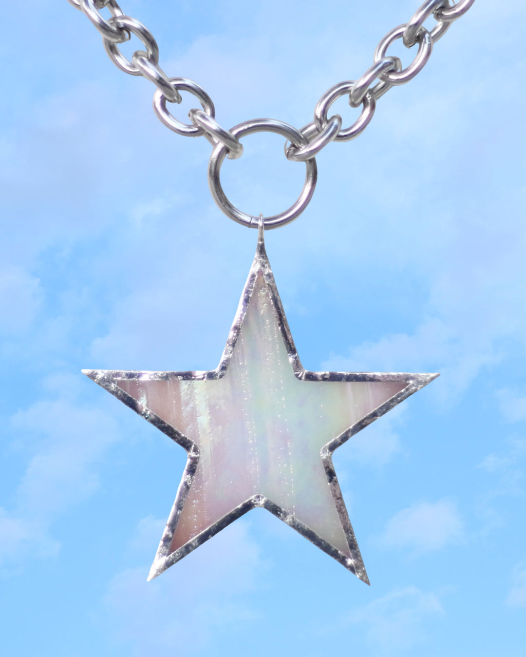 Iridescent White Star Necklace