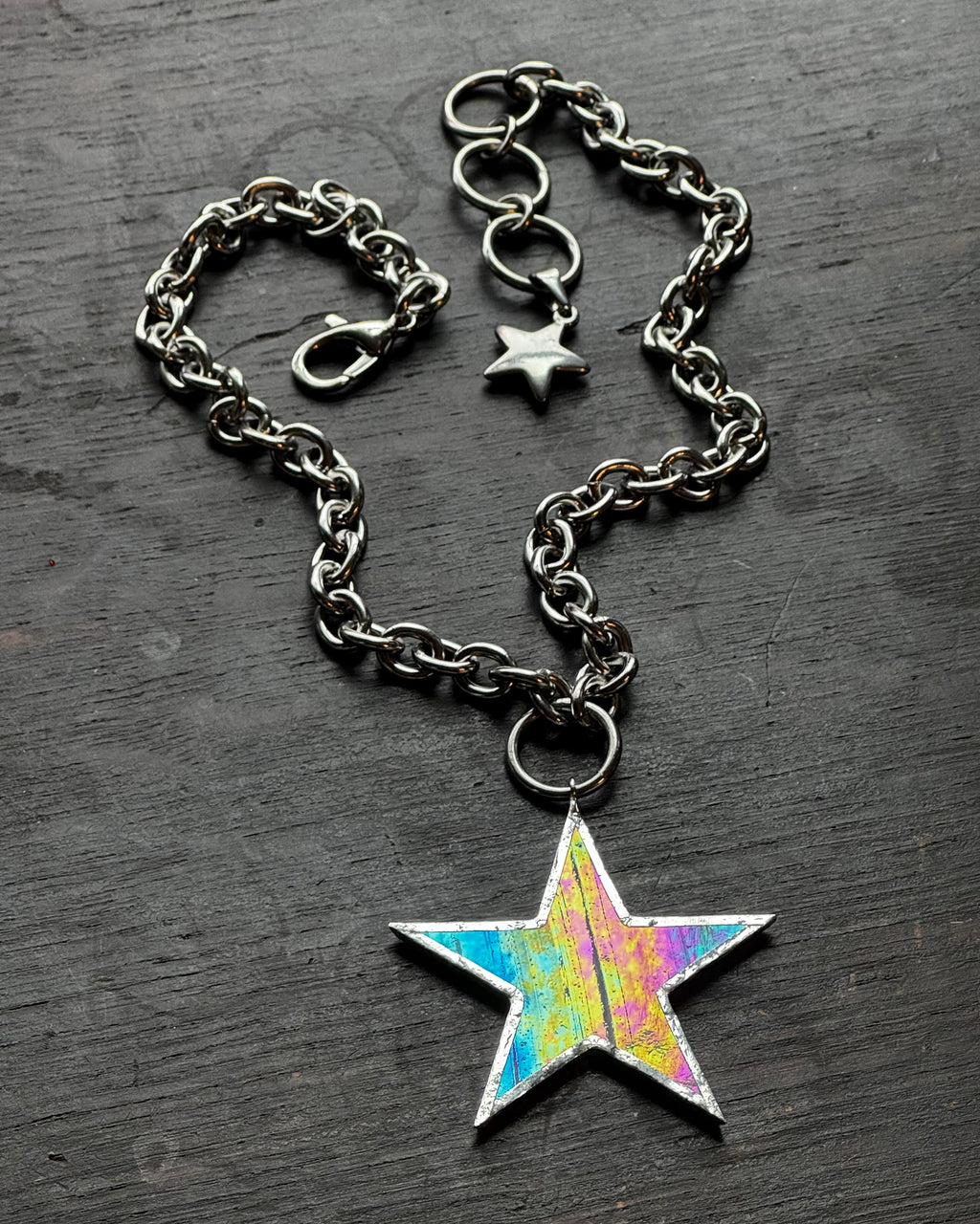 Iridescent White Star Necklace