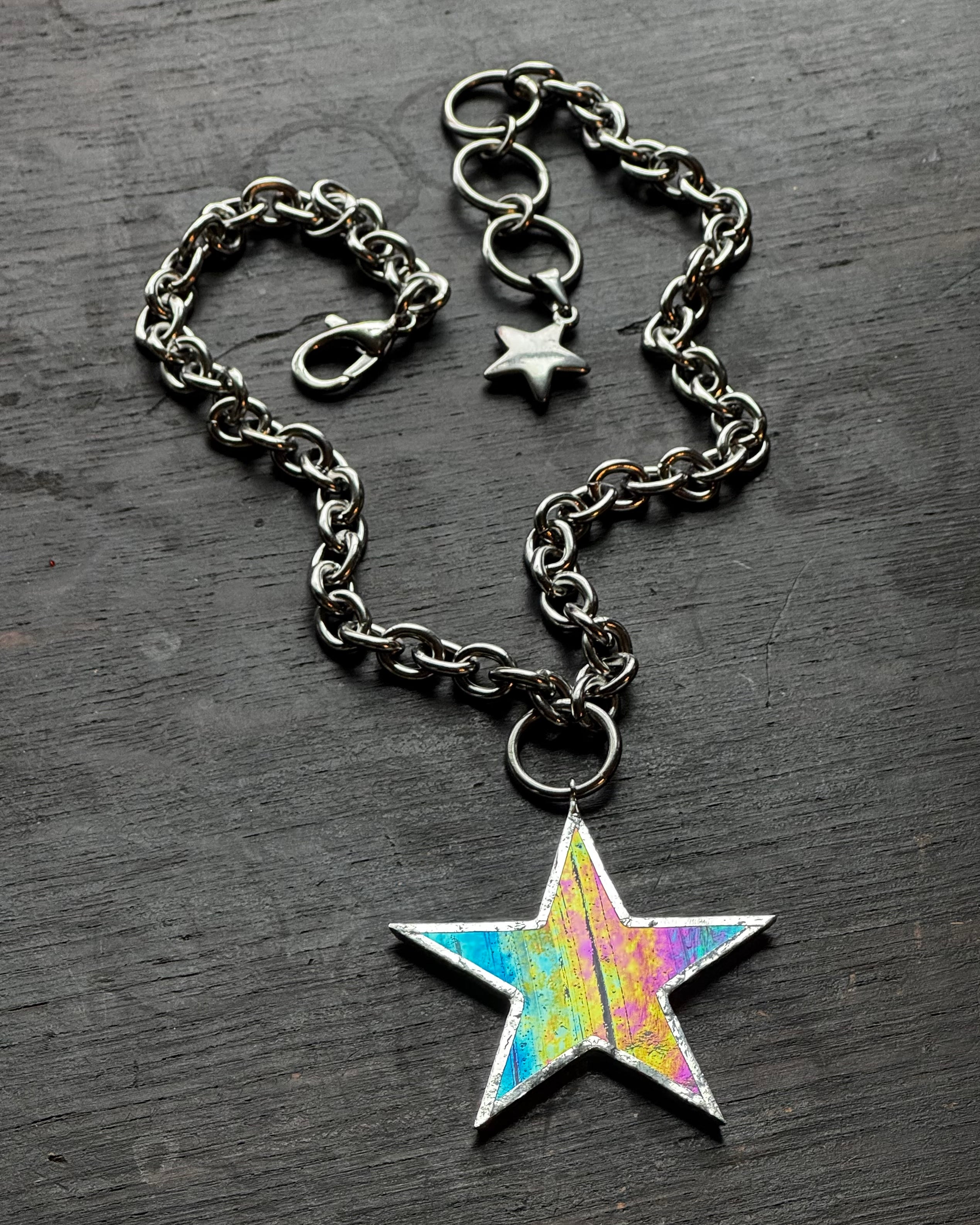 Iridescent White Star Necklace